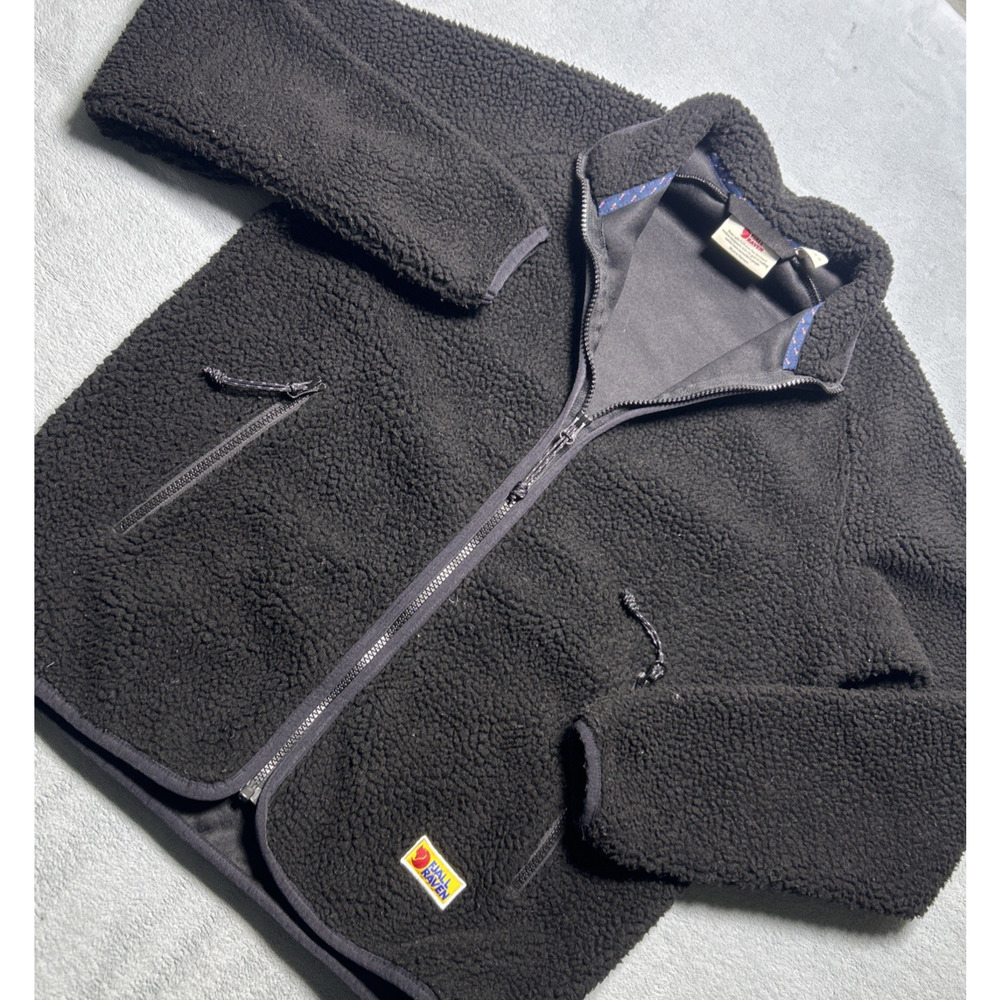 Fjallraven VARDAG Deep Pile Jacket Womens Small Oversized Retro Cardigan Sherpa